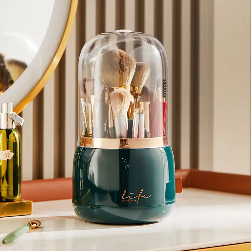 360° Rotating Makeup Brushes Holder Portable Desktop Makeup Organizer Cosmetic Storage Box Make Up Tools Jewelry Container ShopOnlyDeal