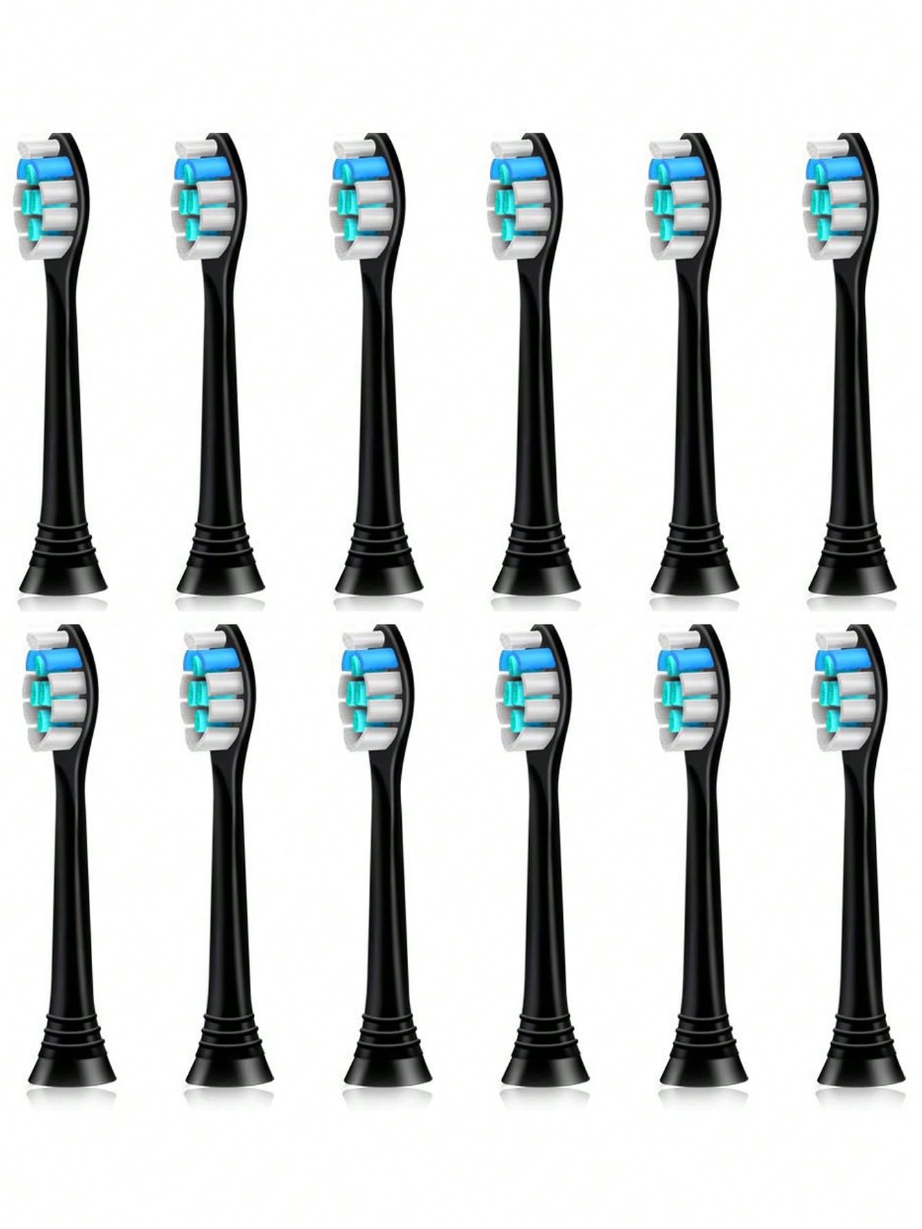 12pcs/set Black Toothbrush Heads Compatible With Philips Sonicare Electric Toothbrush