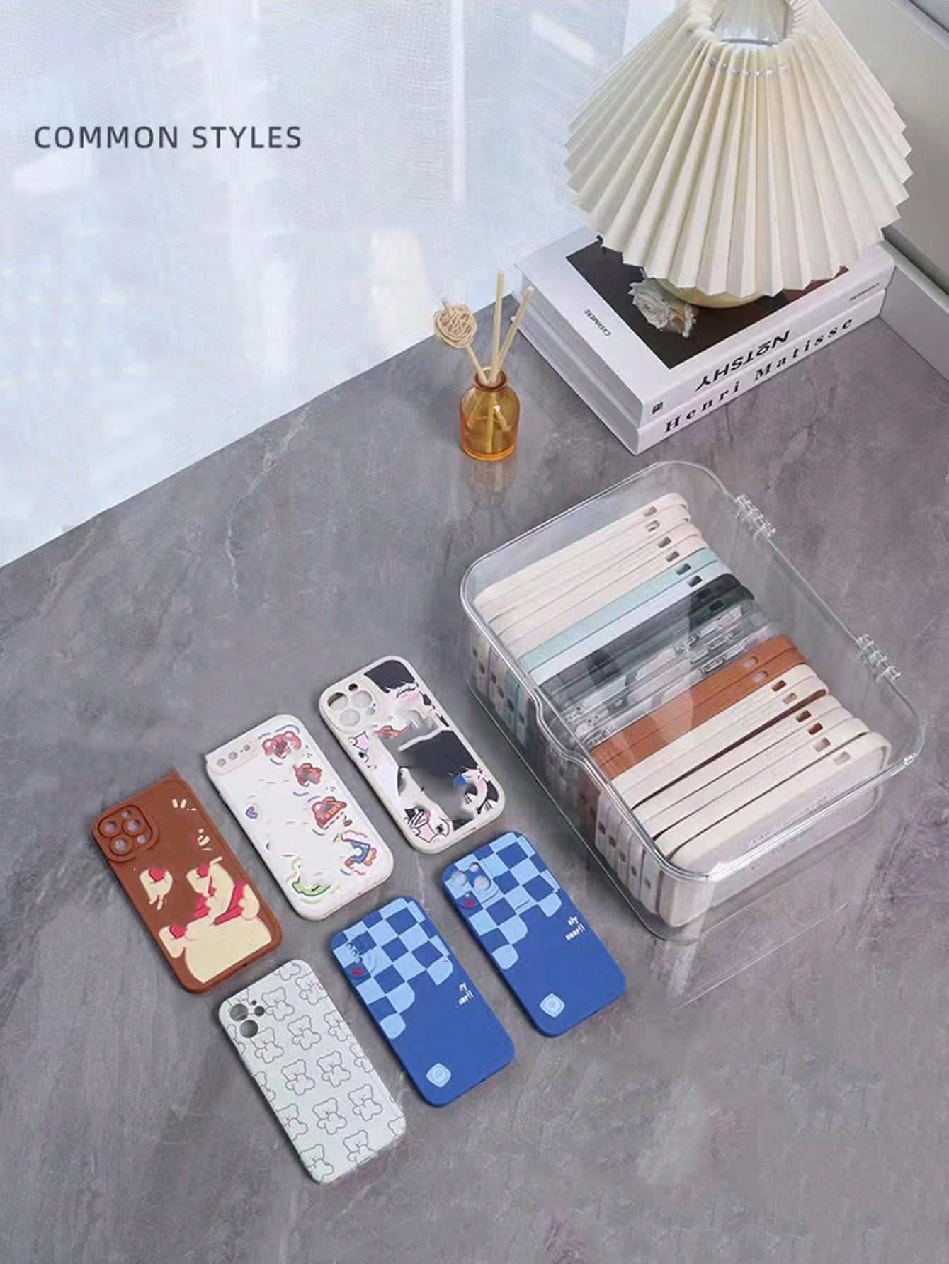 1pc Clamshell Dust-proof Transparent Large-capacity Desktop Debris Organizer Mobile Phone Storage Box - Jewelry High-value Organizer Plastic Anti-oxidation