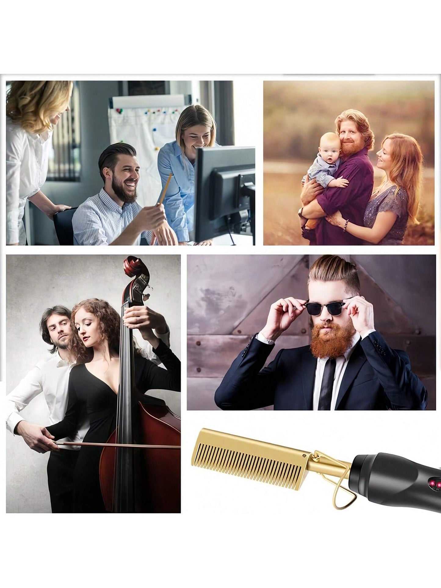 3-In-1 Hot Comb/Hair Straightener/Curling Iron, 1pc ARbuliry Wall Plug Professional High Heat Electric Comb For Wet & Dry Hair, 3-Gears Temperature Control, Automatic Power Failure, Tourmaline Ceramics Copper Hair Curler, 10S Quick Heat Hair Dryer
