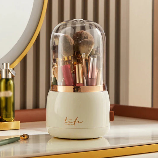 360° Rotating Makeup Brushes Holder Portable Desktop Makeup Organizer Cosmetic Storage Box Make Up Tools Jewelry Container ShopOnlyDeal