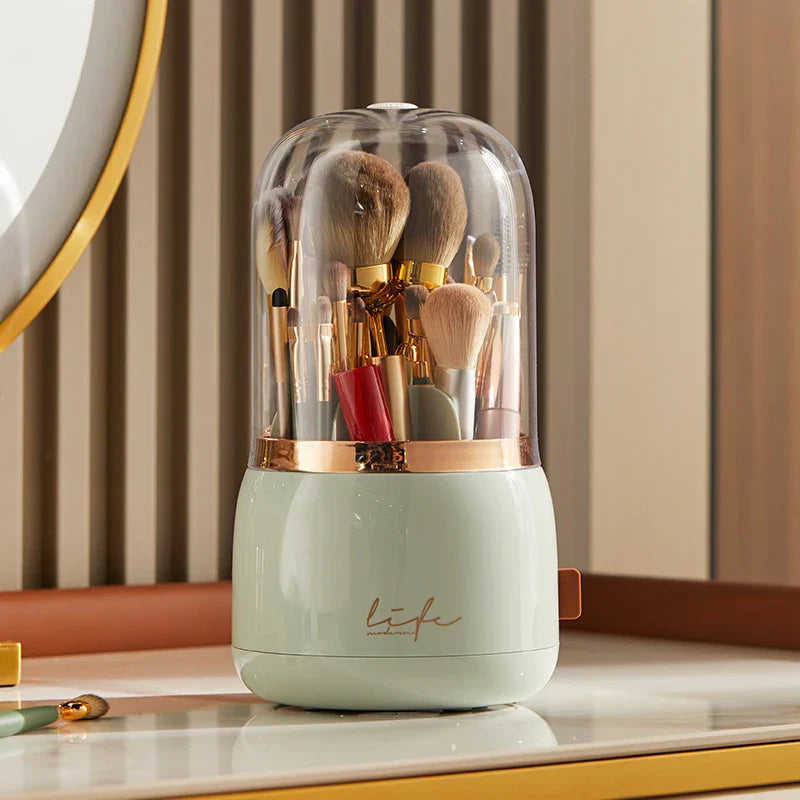 360° Rotating Makeup Brushes Holder Portable Desktop Makeup Organizer Cosmetic Storage Box Make Up Tools Jewelry Container ShopOnlyDeal