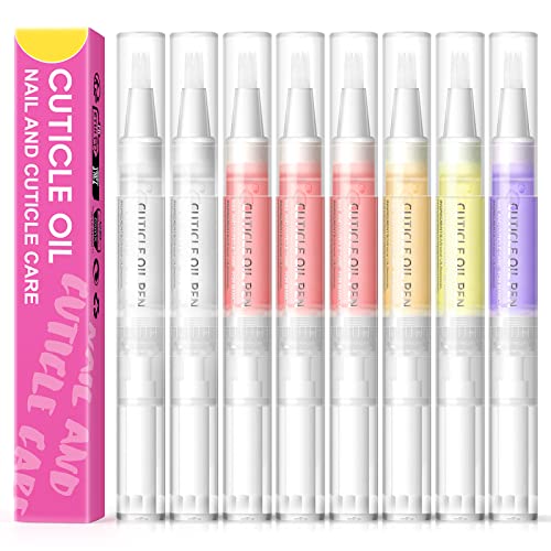 8Pcs Cuticle Oil for Nails Cuticle Oil Pen Set Cuticle Revitalizer Oil Pen for Nail Treatment Care Nail Softener and Strengthener with Natural Ingredients Moist Gel Nail Treatment Nourishment