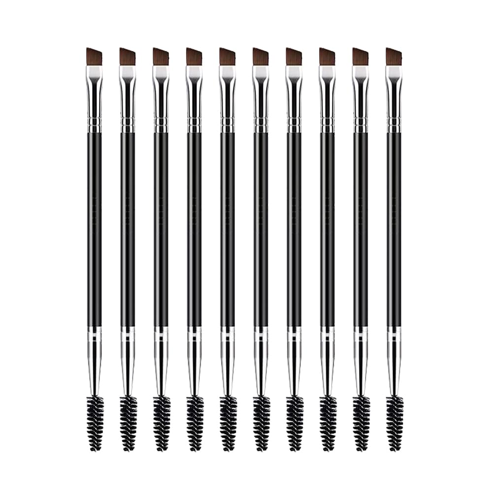 10 Pcs Double Head Eyebrow Eyelash Brush Angled Eyebrow Eyeliner Brush Eyebrow Gel Applicator Make up Brushes