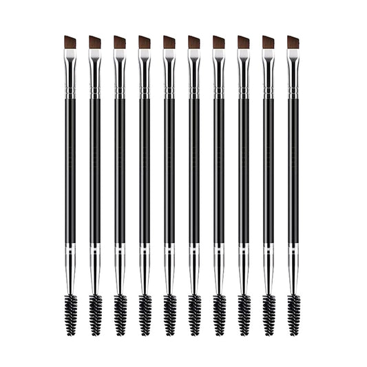10 Pcs Double Head Eyebrow Eyelash Brush Angled Eyebrow Eyeliner Brush Eyebrow Gel Applicator Make up Brushes