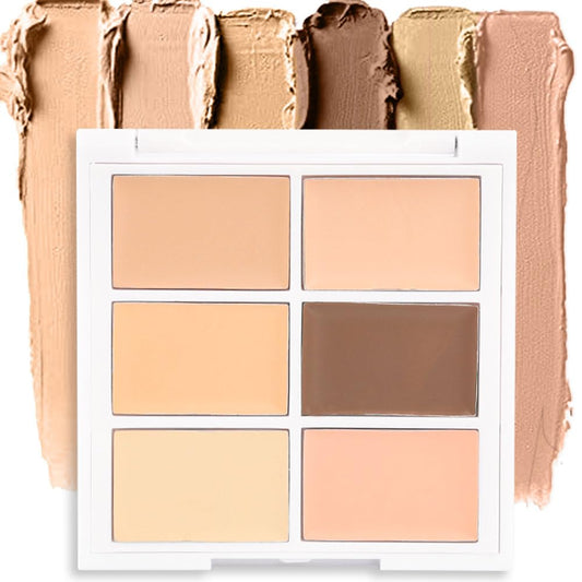 6 Color Cream Contour Powder Concealer Makeup Palette Kit Eyeshadow for Mature Skin Peach Dark Color Corrector Full Face Professional Color Correcting Conceal Imperfections Spots Acne and Dark Circles