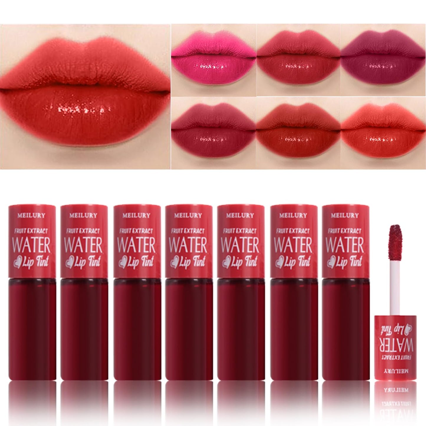 7 Colors Lip Tint Stain Set, Watery Lip Stain Mini Liquid Matte Lipstick,Moisturizing and Natural Red Lip Stain, Long-Lasting,Non-Stick Tinta Para Labios, Waterproof and High Pigment Lip Makeup
