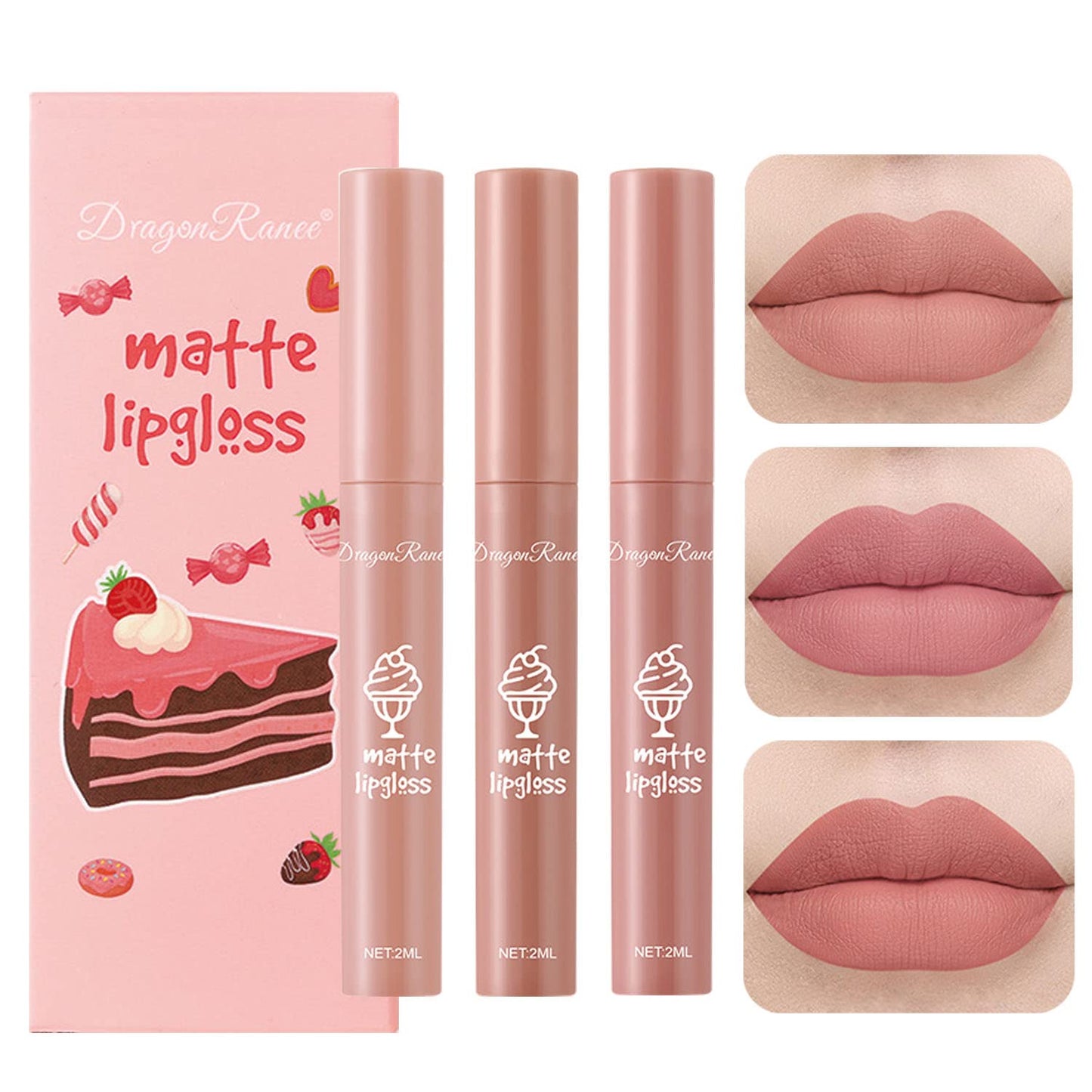 3 Colours Nude Matte Lipstick Set,24 Hour Natural Velvet Smooth Crayon Lip Stain,Ultimate Nourishing Color Stick Lip Glaze,Long Lasting Waterproof Lip Gloss Lipstick for Women Makeup(Set B)