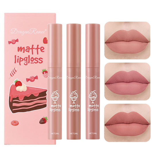 3 Colours Nude Matte Lipstick Set,24 Hour Natural Velvet Smooth Crayon Lip Stain,Ultimate Nourishing Color Stick Lip Glaze,Long Lasting Waterproof Lip Gloss Lipstick for Women Makeup(Set B)