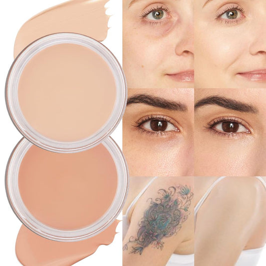 2 Pcs Cream Texture Pot Conceal,Under Eye Brightener Concealer Set,Waterproof Face Foundation Makeup,Color Correcting CoverUp Tattoo.20x2g E