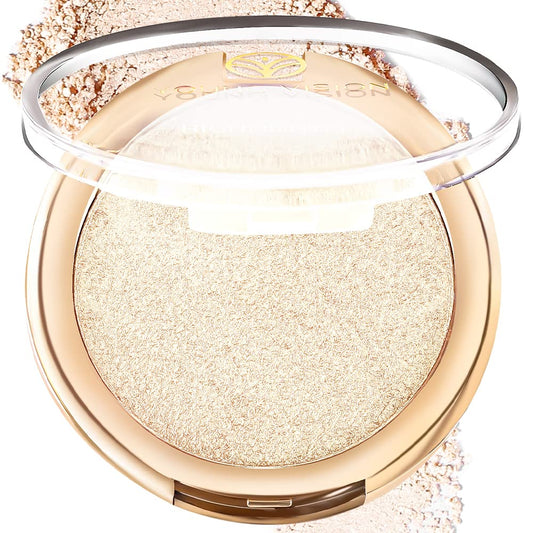 YOUNG VISION Baked Highlighter Powder Palette, Sheer Pearl Shimmer Shades for Face Highlighter Makeup, Highly Pigmented Iluminadores de Maquillaje, 0.19 Oz(Pack of 1)