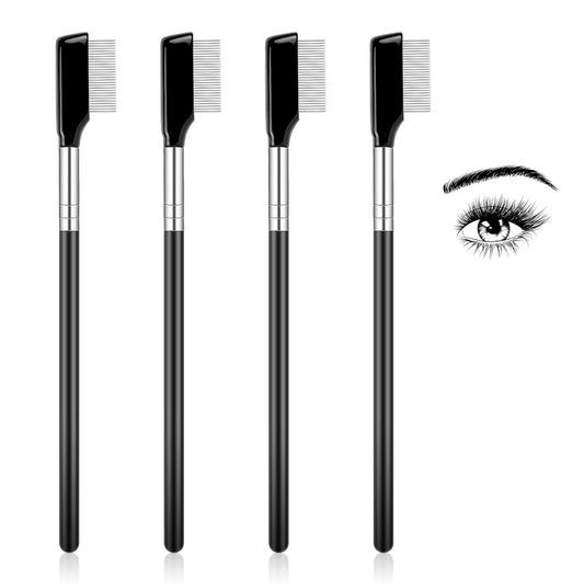 4 PCS Metal Eyelash Comb, Eyelash Brush with Stainless Steel Teeth Lash Comb Mascara Comb Professional Eyelash Separator Tool Eyebrow Mascara Applicator Cosmetic Brushes Eyelashes Grooming Tool