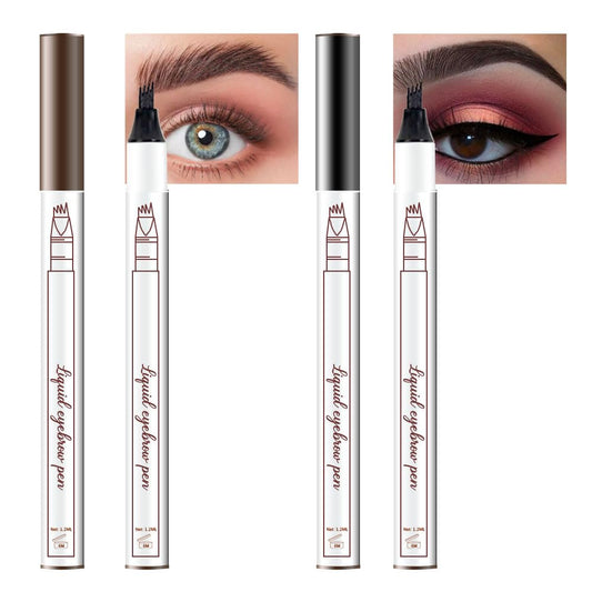 3D Eyebrow Pencil Eyebrow Microblading Pen -Micro 4 Point Brow Pen Lift & Snatch Eyebrow Pen Kits with 3 Eyebrow Stencil Long-Lasting Waterproof Natural Eyebrow Hair (2Pcs 01# chestnut&04# black)