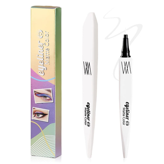 White Liquid Eyeliner Pen, Waterproof Long-lasting Color Eyeliner Pencil, Smudge-proof Fast-drying Colored Eye Liner Rainbow Colorful Neon Eyeliner Liquid Liner, Smooth Ultra Fine Easy to Color-08#