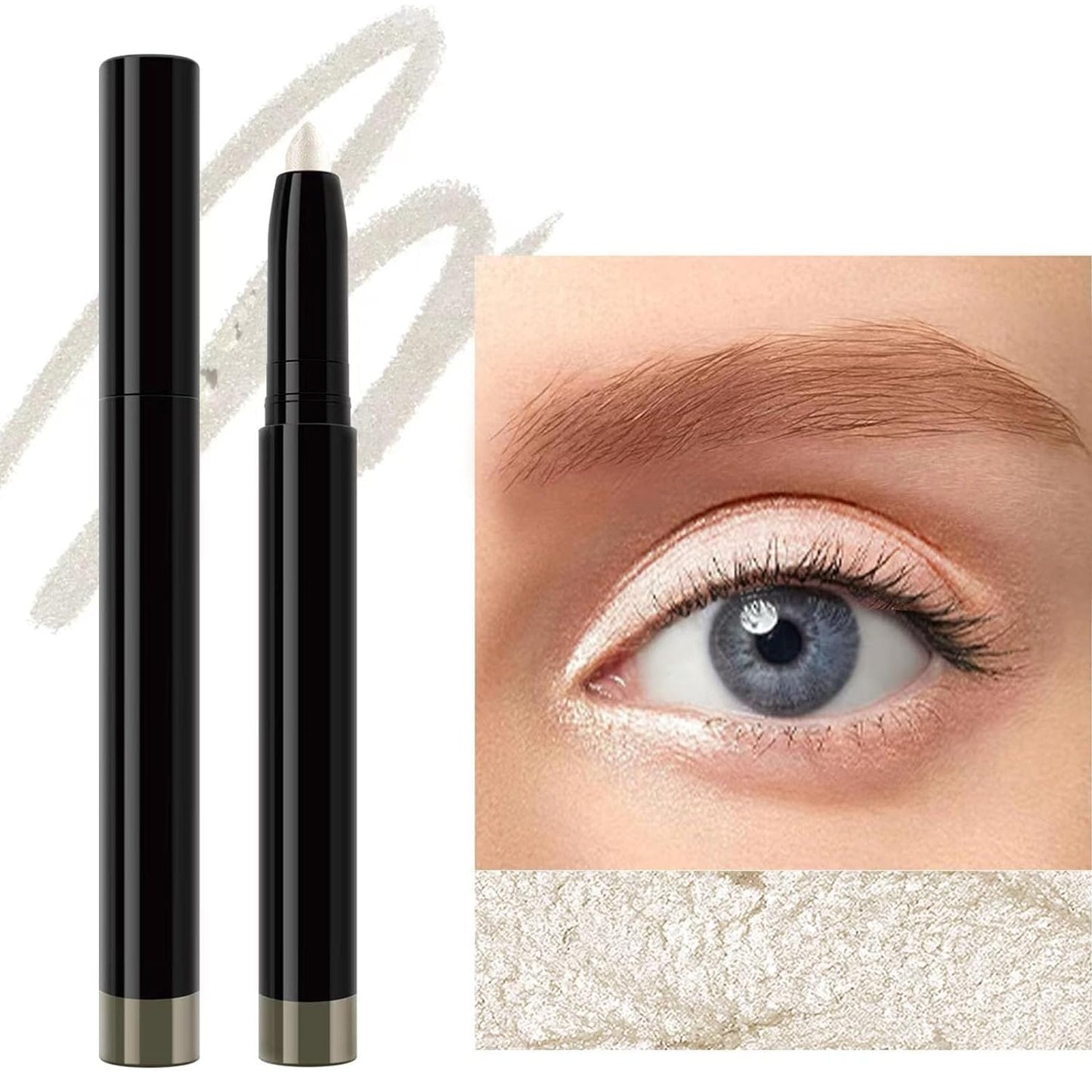 3 in1 White Eyeliner Pencil Eyeshadow stick Cream Shimmer Smooth Eye Makeup Sharpenable Multi-Use Longwear Eyeliner Pencil Eye shadow waterproof Long-Lasting Transfer-Proof (Cream White # 01)