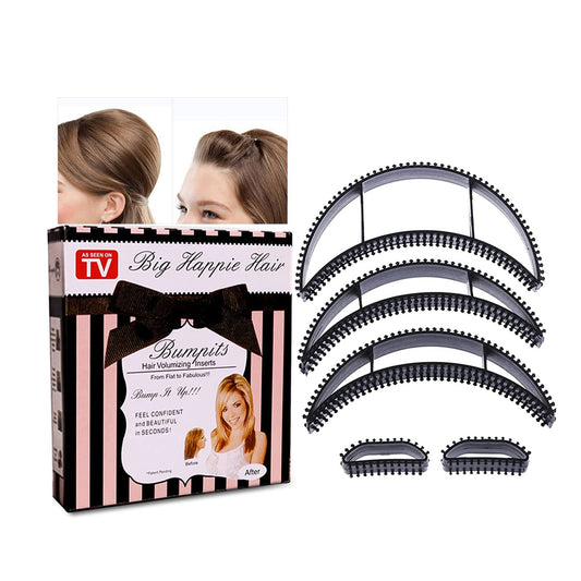 5Pcs Bump It Black Styling Coiler Set Volume Hair Hair Accessory Hair Bumps for Volume Insert Fluffy Hairdressing Tools for Women and Girls