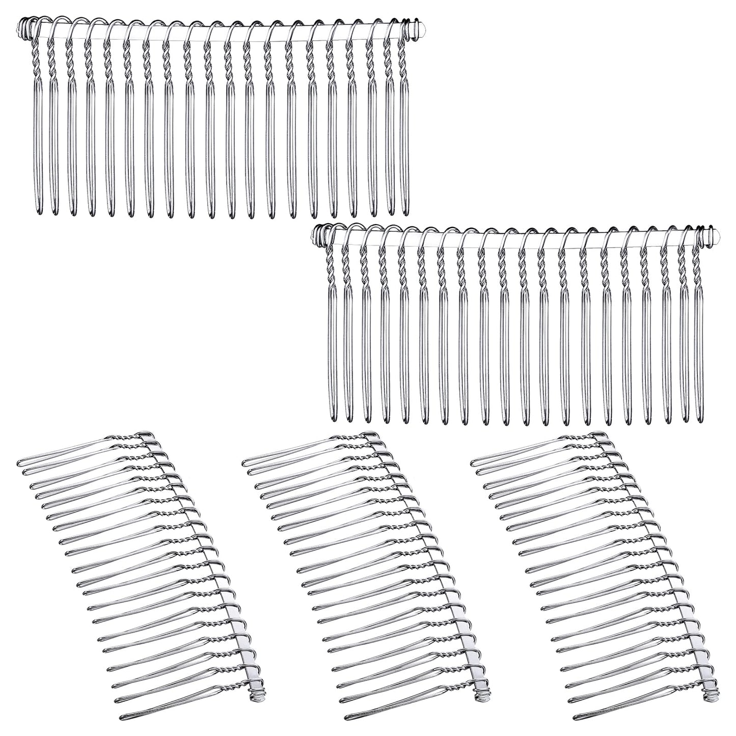 5 Pieces Hair Combs for Women Accessories Metal Bridal Hair Comb 20 Teeth Wedding Veil Comb Decorative for Women Girls Fine Hair(White K)