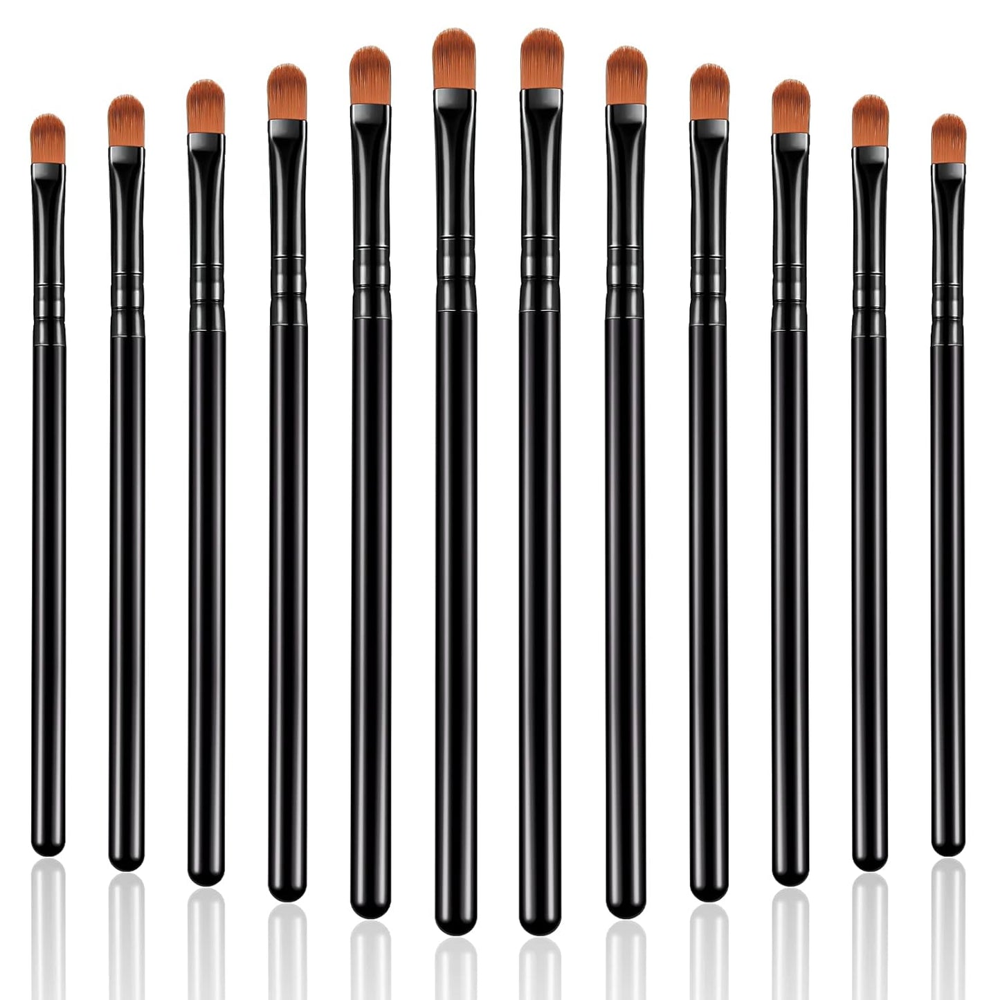 12 Pieces Small Concealer Brush Bulk Flat Lip Concealer Brush Under Eye Synthetic Fiber Makeup Eyebrow Foundation Brush for Concealing Blending Setting Buffing Makeup (Black)